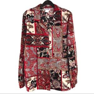 Mixed Print Patchwork Paisley Blouse